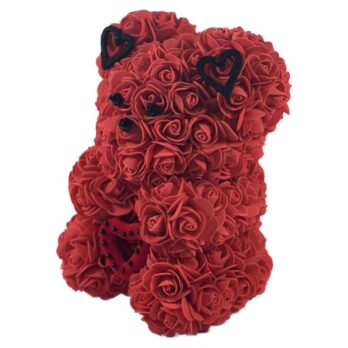 Flower Red Rose Bear Black Pearl Heart Medium