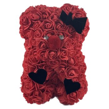 Flower Red Rose Bear Velvet Heart Medium