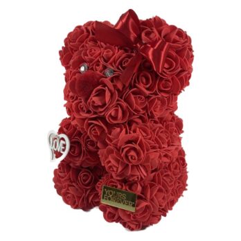 Flower Red Rose Bear With Love Pin Medium
