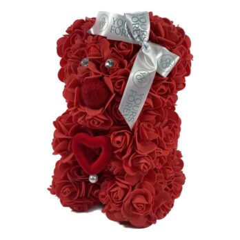 Flower Red Rose Bear With Red Heart Medium