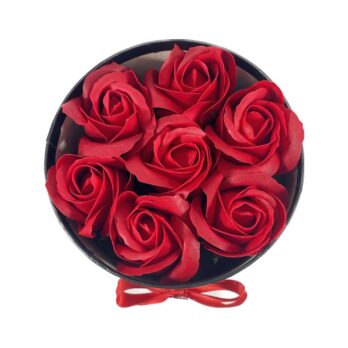 Παντοντινά Κόκκινα Τριαντάφυλλα σε Μαύρο Κυλινδρικό Κουτί – Medium