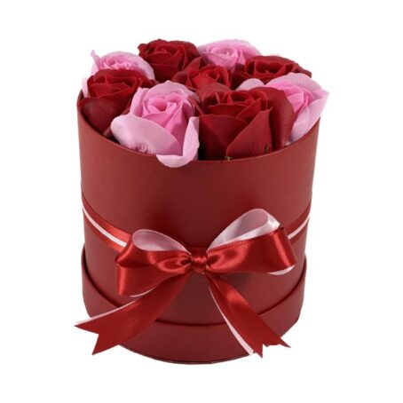 Flower_Box_Cylinder_Red_With_Pink_Red_Art_Flowers_Medium_1