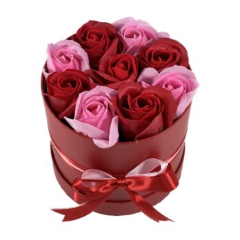 Flower Box Cylinder Red&Pink Art Flowers