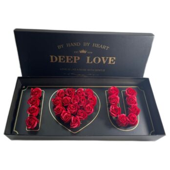 Παντοντινά Κόκκινα Τριαντάφυλλα σε Μαύρο Κουτί Deep Love