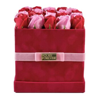 Παντοντινά Κόκκινα και Ροζ Τριαντάφυλλα σε Τετράγωνο Κόκκινο Κουτί – Large