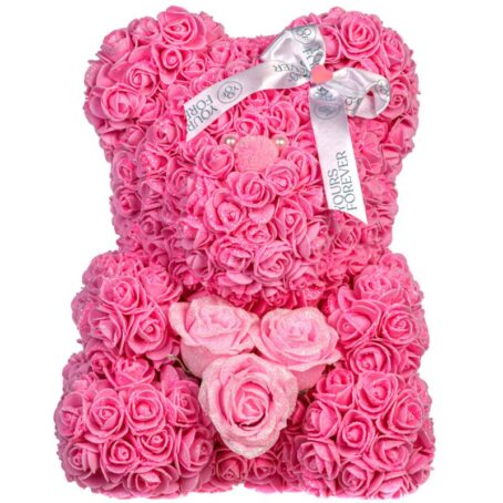 Flower Teddy Bear Glittery Pink Large 1