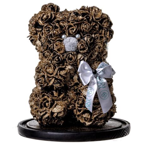 Flower Teddy Bear Glittery Gold Medium 1