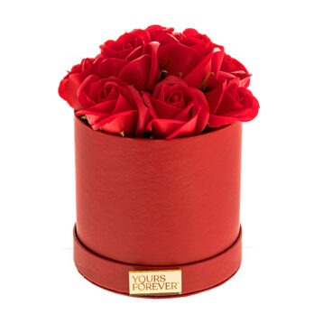 Παντοτινά Κόκκινα Τριαντάφυλλα σε Μαύρο Κυλινδρικό Κουτί